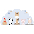 5 Boerderijdieren kip-koe-paard-varken-schaap in naturel kleuren op wolk achterbord (116x58cm)